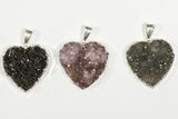 Lot: Druzy Amethyst Heart Pendants - Pieces #84081-2